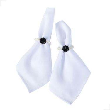 Imagem de Par Argola Porta Guardanapo Pérola Cristal 4cmx3cm Acrílico - Valle En