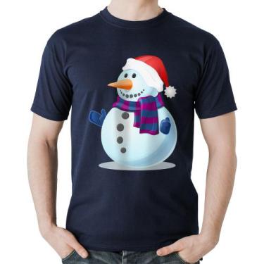 Imagem de Camiseta Algodão Boneco de neve - Foca na Moda, Marinho, G