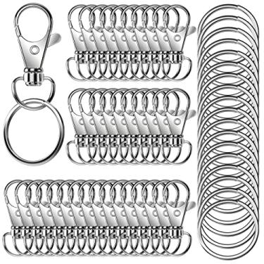 Imagem de Sugiury 50Pcs Premium Swivel Snap Hook Chaveiros Com Chaveiros, Clipe De Chaveiro De Metal E Chaveiro, 25Pcs Chaveiro Ganchos E 25Pcs Chaveiros Para Cordão Artesanato Jóias Chaveiro Fazendo Prata 32M
