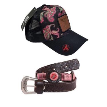 Imagem de Kit Cinto Cowgirl Menina Infantil Mangalarga Feminino + Boné Criança F
