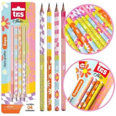 Imagem de Lapis De Escrever Grafite Preto De Madeira 2b Blister 4 Unid - TRIS