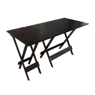 Imagem de Mesa de Madeira Dobrável 120x70 com Mesa Aparador - Tabaco - Móveis Gu