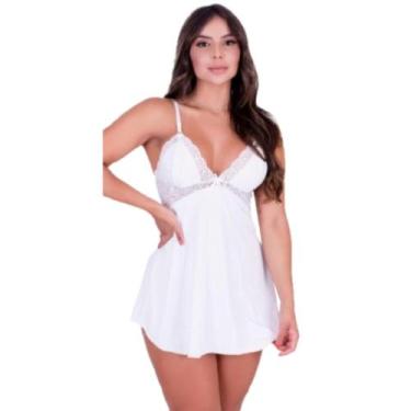 Imagem de Camisola Decote Nas Costas Sensual Feminina Com Renda Alças Ajustáveis