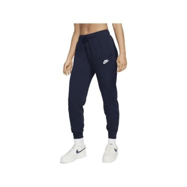 Imagem de Nike Sportswear Club Fleece feminina cintura média joggers (DQ5191-451, obsidiana/branca), Obsidiana/Branco, P
