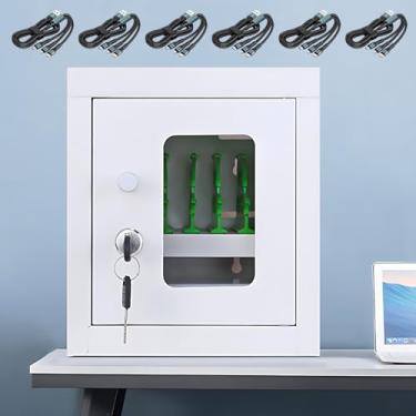 Imagem de Organizador de estação de carregamento de celular, armário de carregamento de celular/tablet com trava e rodas, estação de carregamento USB para celular, para salas de aula/clubes de ginástica/es