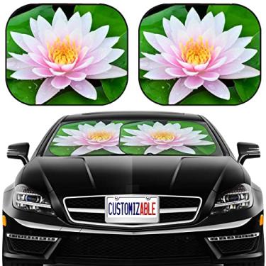 Imagem de MSD Para-sol para carro Para-brisa Guarda-sol Universal Fit Pacote com 2, Bloquear brilho solar, UV e calor, proteger o interior do carro, ID da imagem: 19637623 Flor de lótus rosa