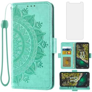 Imagem de Asuwish Capa de telefone para Nokia C100 4G LTE N152DL capa carteira protetora de tela de vidro temperado porta-cartão de crédito flip bolsa alça de pulso suporte acessórios de celular C 100 100C 5.45