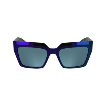 Imagem de KARL LAGERFELD Óculos de sol retangulares KL6181S feminino, azul espelhado, Einheitsgröße, Azul espelhado, Einheitsgröße