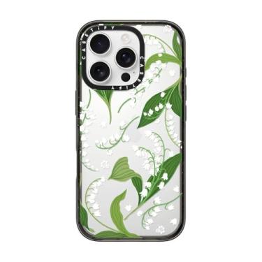 Imagem de CASETiFY Capa Impact para iPhone 16 Pro [fina/2,5 m. Proteção contra quedas de grau militar 4X/compatível com carregamento sem fio] - Lírio do Vale - Preto transparente