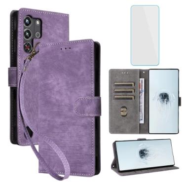 Imagem de IUQXU Capa carteira para celular ZTE Nubia Red Magic 10 Pro 5G com protetor de tela [bloqueio RFID] Suporte de cartão de couro feminino masculino capa para celular para RedMagic 10 Pro 10Pro