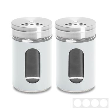 Imagem de YACEYACE Saleiro para cozinha, 2 peças de coqueteleira branca pequena, conjunto de saleiro e pimenteiro de 85 g, coqueteleira branca em pó com tampas ajustáveis
