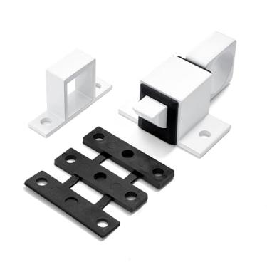 Imagem de INIRET 2 pacotes de fechadura de porta com mola, trava branca de fechamento automático com liga de alumínio, trava de segurança para janelas, armários e portões