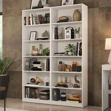 Imagem de Kit Madesa Com 2 Estantes Livreiro 6908 Branco