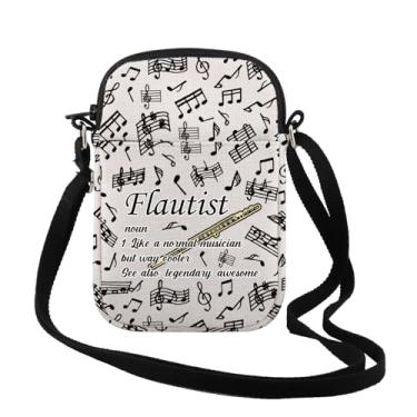 Imagem de TSOTMO Bolsa para flauta flautista para amantes de música, presente para professores, instrumento musical, definição de músico, bolsa transversal, Flautist Cr