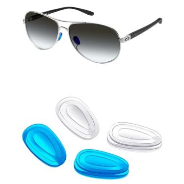 Imagem de Mryok 2 pares de protetores de nariz de substituição para óculos de sol Oakley Blender - transparente e azul escuro