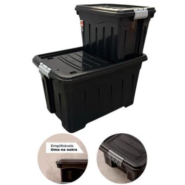 Imagem de Kit 2 Caixas Organizadoras 53L e 20L com Rodinhas e Travas - MB