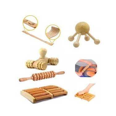 Imagem de Kit 5 Massageadores Corporal Manual Madeira Maderoterapia Relaxante An