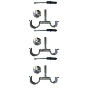 Imagem de  Kit 3 Suporte Duplo Alumínio Varão para Teto 19/28mm Para cortina de 