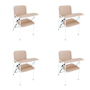 Imagem de Kit 4 Cadeira Coleta de Sangue Standard Com Braço Frontal Bege - Metal