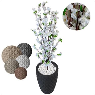 Imagem de Cerejeira Branca Planta Artificial com Vaso Decoração - Flor de Mentir