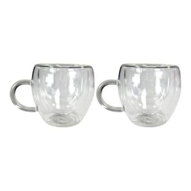 Imagem de Xícara De Vidro Parede Dupla 80ml Cafezinho Chá Tomar Café - Hauskraft