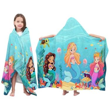 Imagem de JOPJOLIW Toalha de banho infantil com capuz, toalhas de sereia para meninas, 76 x 127 cm, linda Barbie toalha de banho infantil com capuz, toalha poncho, toalhas absorventes vestíveis perfeitas para