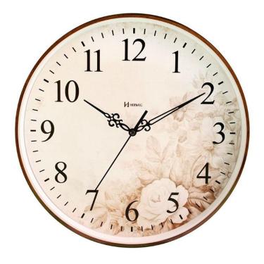 Imagem de Relógio Herweg Silencioso Floral Vidro 34,6cm 6865 Imbuia Imbuia - Imbuia