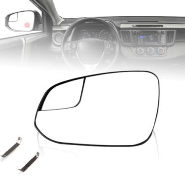 Imagem de GrteRokky Espelho de motorista de vidro com ponto cego aquecido compatível com Toyota Rav4 2016-18 4Runner 2014-20 substituição do vidro do espelho retrovisor dianteiro esquerdo 87961-42D20