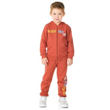 Imagem de Conjunto Moletom Infantil felpudo Masculino com jaqueta com capuz Roupa de frio criança Menino