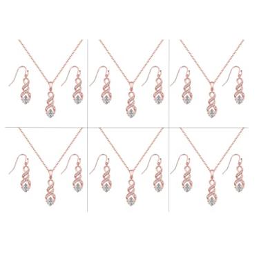 Imagem de ZHUWE I Can't Say I Do Without You | 1 4 6 8 Conjuntos de joias de dama de honra para mulheres 18K banhado a ouro ou ouro rosa conjunto de colar e brinco de zircônia cúbica para presentes de