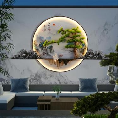 Imagem de Luminária de parede contemporânea para paisagem externa em pinho, à prova d'água, mural chinês, criativa, elétrica, varanda, corredor, pátio, vila, jardim, comunidade, decoração de parede LE