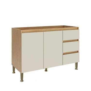 Imagem de Balcão de Pia 2 Portas 3 Gavetas sem Pia Rebeca Movelbento