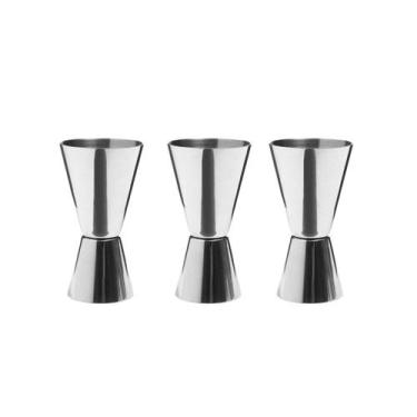 Imagem de Dosador Duplo Copo de Inox Doses Drinks 50 e 25ml Kit 3un - CASACHA