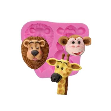 Imagem de Molde de siliocne safari, leão. girafa, macaco