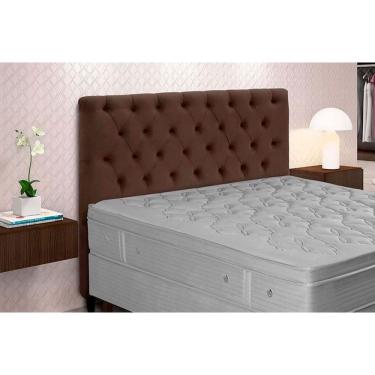 Imagem de Painel de Cama Box Estofada Casal Embaixatriz Plus Suede Marrom Chocolate - Simbal