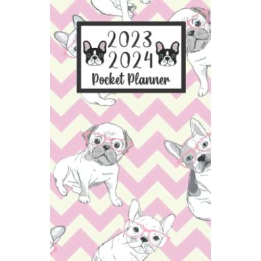 Imagem de 2023 2024 pocket planner For Purse Dog French Bulldog Lovers: 2 year Pocket Calendar January 2023 to December 2024 | 24 Months Monthly Planner & ... Holidays | Cute Funny French Bulldog Pattern
