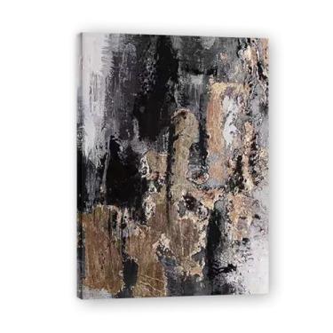 Imagem de Pintura de parede em tela abstrata dourada e preta, impressão em tela, pôster, imagem colorida, arte abstrata, moderna, decoração de parede, corredor, escadas, decoração de quarto, 85 x 60 cm