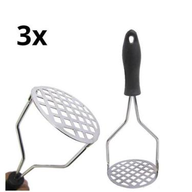 Imagem de Amassador Batatas Espremedor Manual Legumes Multiuso Aço Inox Com Cabo