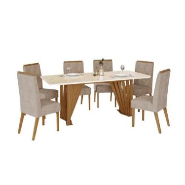 Imagem de Mesa Jantar Adriana 180 6 Cadeiras Nina Creme - Henn