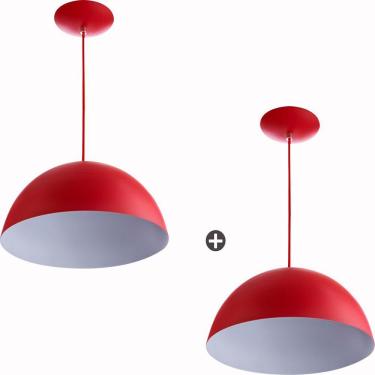Imagem de Kit 2 Pendente Meia Bola 30 Vermelho Cozinha Churrasqueira