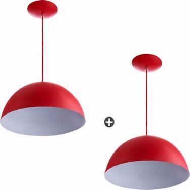 Imagem de Kit 2 Pendente Meia Bola 40 Vermelho Cozinha Churrasqueira