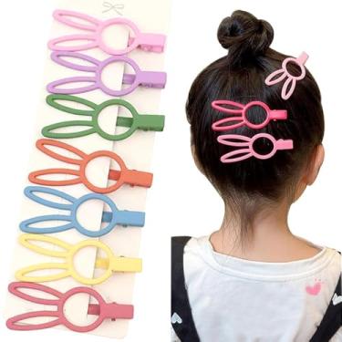 Imagem de Ouliget Grampos de cabelo femininos, clipes de cabelo revestidos de plástico fosco colorido doce, clipe pequeno minimalista coreano, clipe de coelho fofo, 7 peças, 7 cm