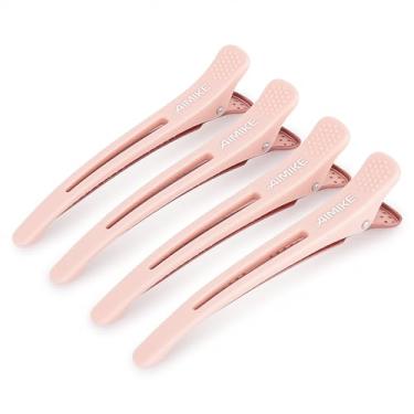 Imagem de AIMIKE 4 clipes de cabelo para corte de cabelo, sem vincos, grampos de cabelo com faixa de silicone, grampos de cabelo para salão de beleza e casa para cabeleireiro