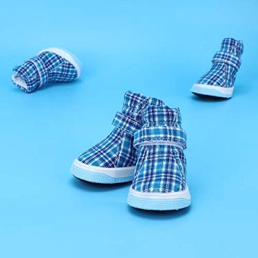 Imagem de Sapatos de Gato, Botas de Cachorro Sapatos de Cachorro 4pcs Não Deslizam Cães de Estimação de Pano Macio Esportes Ao Ar Livre Caminhar Tênis de Cachorro Respirável para Cães Pequenos Médios Grandes,