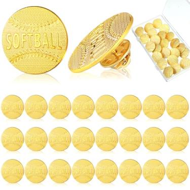 Imagem de Tondiamo 24 pinos de chenille de softball, prêmio, tema esportivo, alfinetes de lapela dourados, para uniformes escolares, jaquetas, mochilas, chapéus, decorações