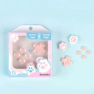 Imagem de Capas botoes rosa nintendo switch joypad lite oled patinhas - GEEKSHAR