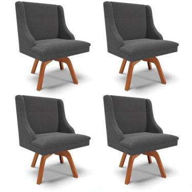 Imagem de Cadeira Sala De Jantar Giratória Mm35 Kit 4 Liz Bouclê Grafite D03 - D