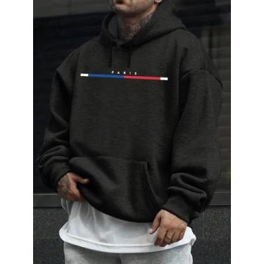 Imagem de Moletom Masculino Blusao Estampada Basico Paris Academia Top - Qualida