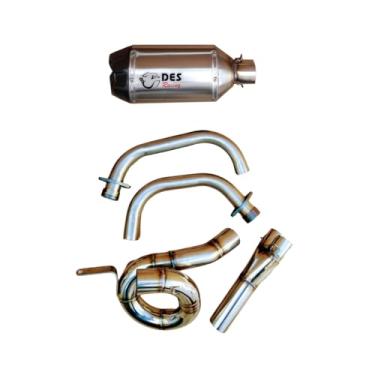 Imagem de Sistema de Escapamento Completo para Yamaha FZ-07/MT-07 Performance DES Racing Modelo Caracol (Ponteira Wave Longa (corpo de 25 cm e com db-killer removível), Coletor natural)