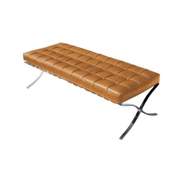 Imagem de Banco Barcelona Couro Sintético Caramelo Base Cromada Cor Bege